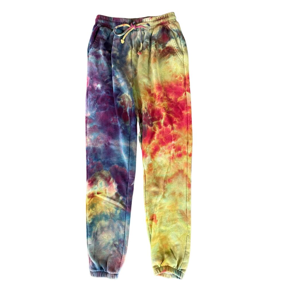 Ice Dyed Sweatpants - Tie Dye Pants Handmade - Fall Winter Women's Small (4)